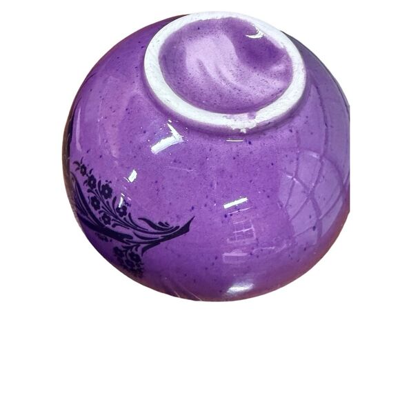 Handmade Ceramic Bowls - Set of 2 Hand painted Turkish Pottery Purple Black - Picture 11 of 12